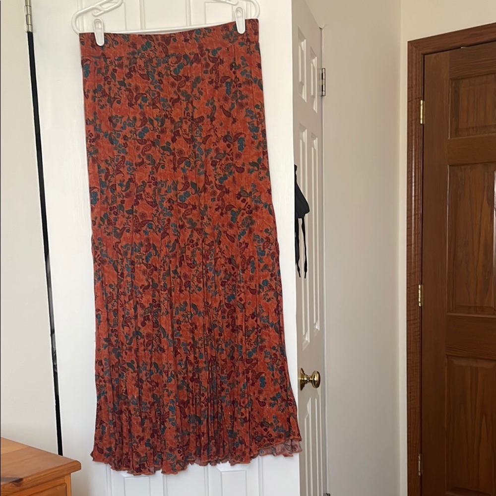 IDYLLWIND by Miranda Lambert Maxi Floral Pleated Paisley Western Skirt L